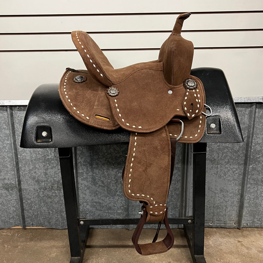 STRATFORD SUEDE YOUTH BARREL SADDLE BY KING SERIES – Block Saddle ...