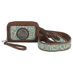 WALLET ON STRING LACE W/ TURQ UNDERLAY by JUSTIN BOOTS