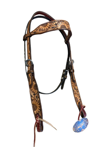 Sunflower Tooled Headstall by Scott Thomas Saddles