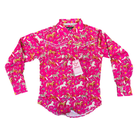 GIRL'S HORAE FLORAL LONG SLEEVE SHIRT BY COWGIRL HARDWARE