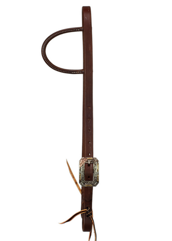 3/4" Slip Ear Headstall - Copper Feathers and Arrows Buckle