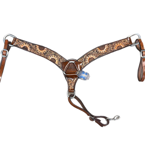 Sunflower Tooled Breast Collar by Scott Thomas Saddles