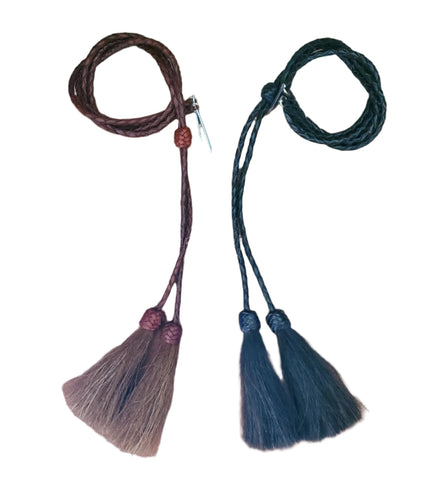 Braided Leather Stampede String with Horsehair Tassel