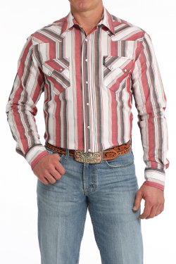 Men's Modern Fit Stripe Snap Front Western Shirt by Cinch Jeans