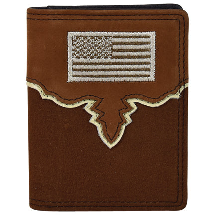 JUSTIN MEN'S FRONT POCKET WALLET YOKE W/USA FLAG